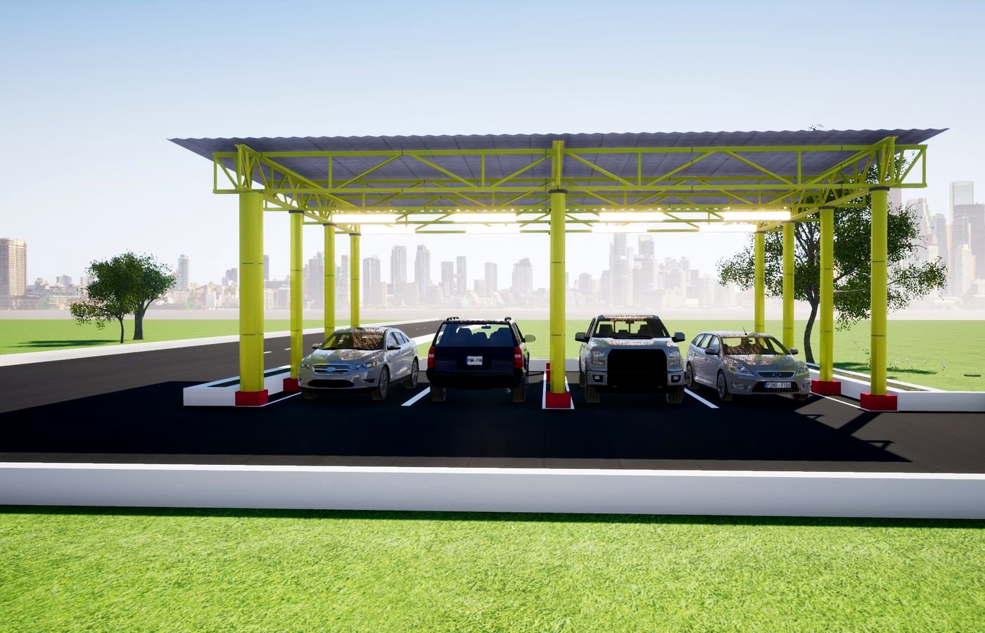 Vue du projet : Parking couvert et garage technique